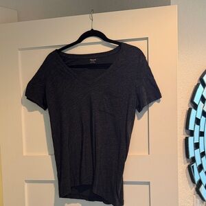 Madewell Heathered Navy V-Neck Women's Short Sleeved Tee